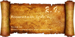 Rosenstein Irén névjegykártya